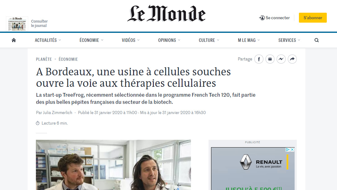 TreeFrog in Le Monde !