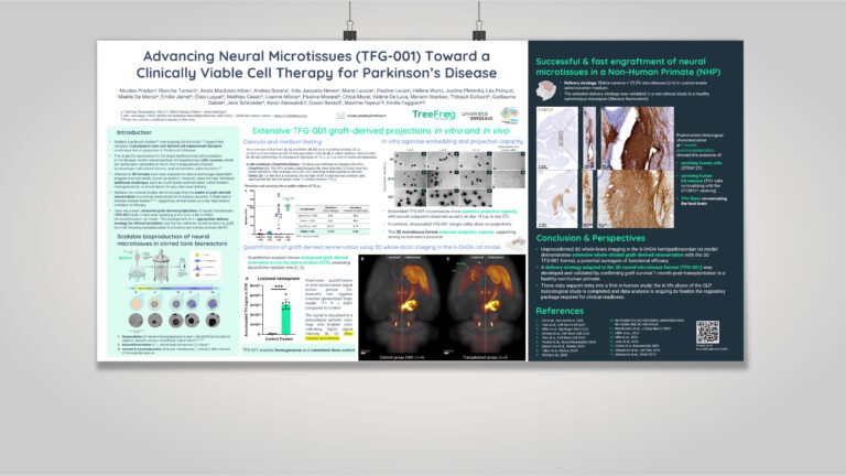 TFG-001 : thérapie cellulaire par microtissus neuraux 3D pour la maladie de Parkinson : nouvelles données précliniques présentées au 7e Congrès mondial sur la maladie de Parkinson à Phoenix, Arizona